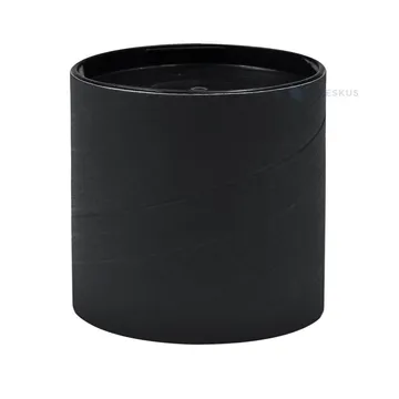 Black carton postal tube with two lids height 11cm diameter 11cm