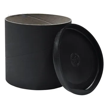 Black carton postal tube with two lids height 11cm diameter 11cm