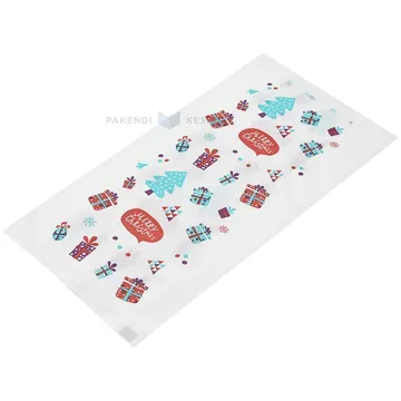 Jõulutrükiga valge paberkott 15+6,5x28cm 30g/m2, pakis 100tk