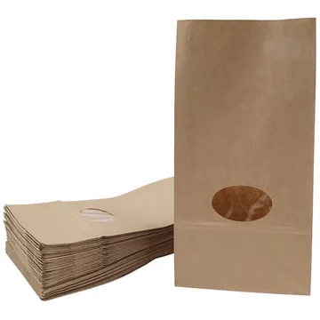Pruun paberkott ovaalse aknaga ja laia põhjaga 14+6,5x27cm, pakis 50tk