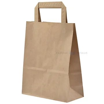 Paperipussi litteillä paperikahvoilla, 18+8x22cm, 70g/m2, ruskea