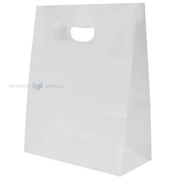 White paper bag with punch-hole handles 22+11x28cm 70g/m2