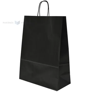 Spiraal pabersangadega must paberkott 32+14x42cm