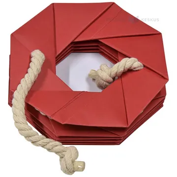 Foldable red gift bag with rope handles diam. 13cm height 35cm