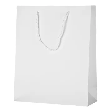 White paper bag with rope handles 26+12x32cm