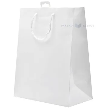 Shiny white gift bag with white rope handle 26+13x32cm
