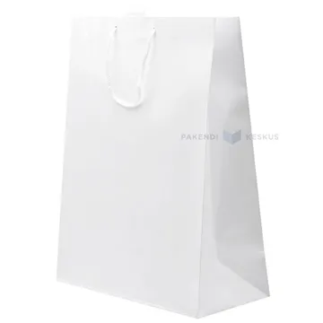 Shiny white gift bag with white rope handle 32+14x40cm