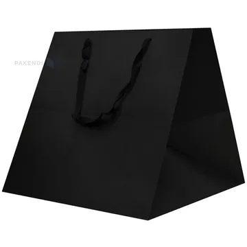 Black paper bag with ribbon handles 40+40x40cm