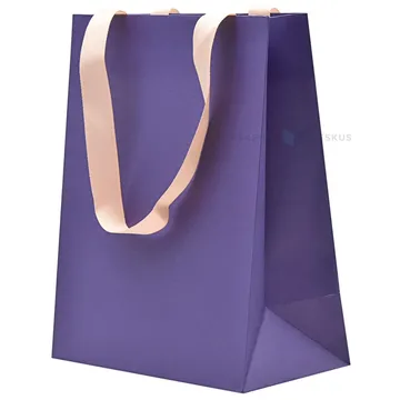 Roosade paelsangadega lilla kinkekott 18+10x23cm