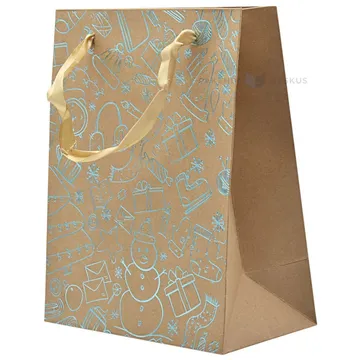 Paelsangaga siniste kinkide, sokkide, uiskudega ja memmega kraft kinkekott 18+10x23cm