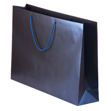 Glittery blue paper bag with rope handles 56+13x39cm