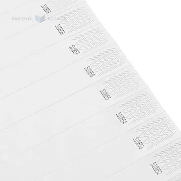 White paper wristband for event 19mm wide numbered, 100pcs/pack