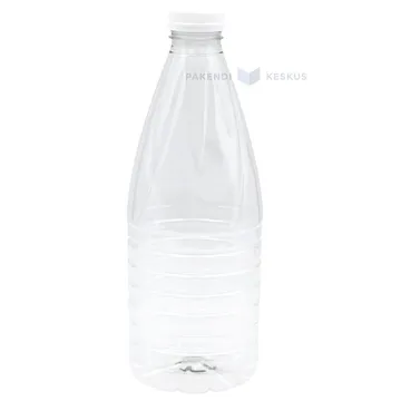 Muovipullo, rPET, valkoinen korkki, kierrettävä, 38mm'715, 28g+3,4g, 1L, 120 kpl pakkauksessa