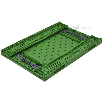 Green collapsible plastic crate 600x400x120mm max 23L / 20kg