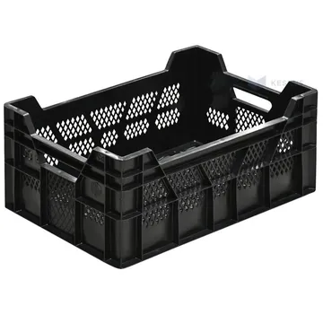 Black plastic crate 600x400x262mm max 44L / 20kg