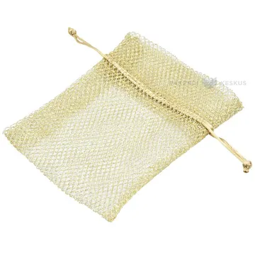 Golden lurex gift bag with drawstring 12x17cm, 10pcs/pack