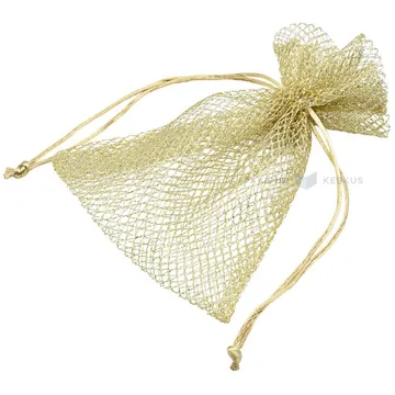 Golden lurex gift bag with drawstring 12x17cm, 10pcs/pack