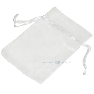 Valge nööriga organza kott 7x9cm, pakis 10tk