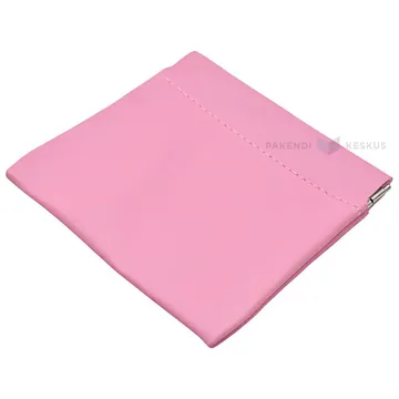 Pink PU faux leather pouch 11x10,5cm with metal squeeze top closure