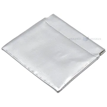 Silver PU faux leather pouch 11x10,5cm with metal squeeze top closure