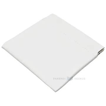 White PU faux leather pouch 11x10,5cm with metal squeeze top closure