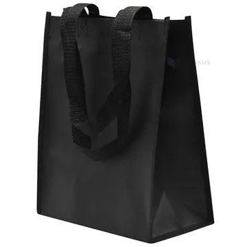 Musta PP-kuitukangaskassi mustilla kahvoilla, koko 22 + 10,5 x 27 cm