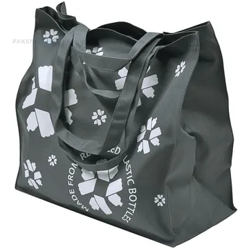 Topelt sangadega hall pudelitest valmistatud lilledega tekstiilkott rPET 40x20x40cm