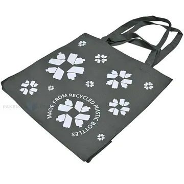 Topelt sangadega hall pudelitest valmistatud lilledega tekstiilkott rPET 40x20x40cm
