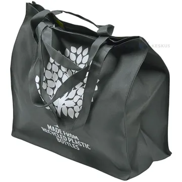 Topelt sangadega hall pudelitest valmistatud puuga tekstiilkott rPET 40x20x40cm