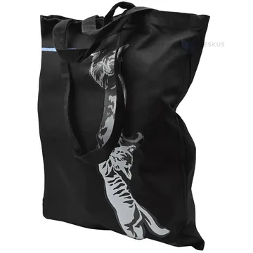 ''Two cats'' print black textile bag with double handles 40x45cm thickness 240g/m2
