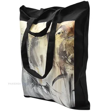 ''Woman'' print black textile bag with double handles 40x45cm thickness 240g/m2