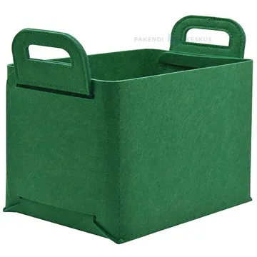 Green felt basket 24,5x16,5x19cm