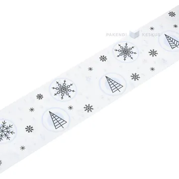 Trees and snowflakes white paper packaging tape 50mm wide, 50m/roll