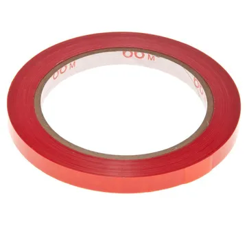 Red tape for bag closing device 9mm wide, 60m/roll