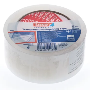 Läbipaistev PE parandusteip Tesa 50mm lai UV-kindel, rullis 33m
