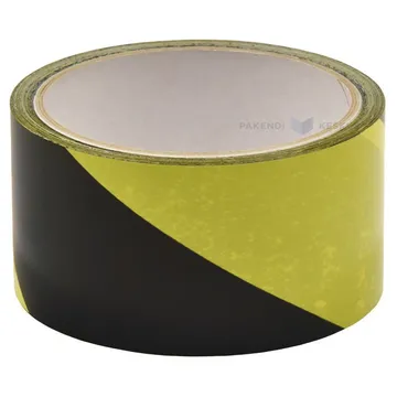 Yellow-black warning tape 50mm wide, 33m/roll