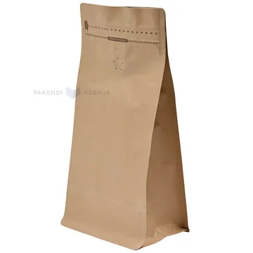 Brown stand-up pouch with metallized PET with ventilation cap 12,5+(2x9)x22cm, 25pcs/pack
