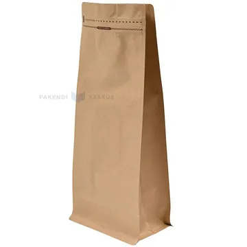 Brown stand-up pouch with metallized PET 14,5+(2x9)x30cm, 25pcs/pack