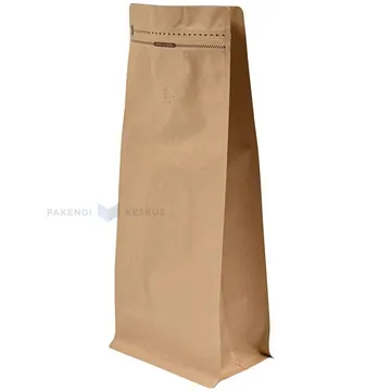 Brown stand-up pouch with metallized PET with ventilation cap  14,5+(2x9)x30cm, 25pcs/pack