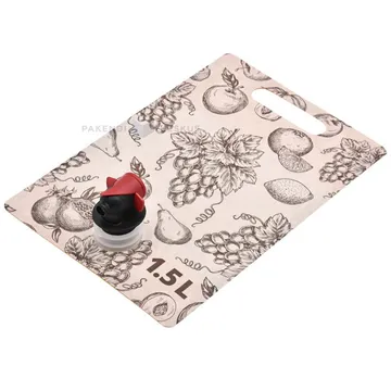 Pruun puuviljadega trükiga püstiseisev kott liblikkraaniga 19+(15,5+10,8)x28cm 1,5L