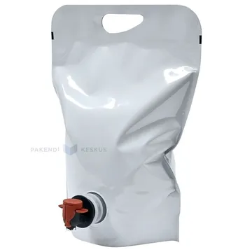 Valge püstiseisev kott liblikkraaniga 28+(18,5+16,5)x29cm 5L