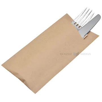Brown cutlery pocket with 2-layered napkin 8,5+19cm, 100pcs/box