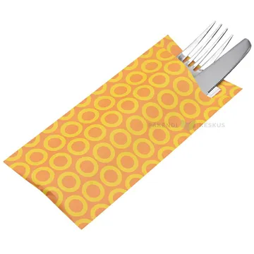 Orange dots print cutlery pocket with 2-layered napkin 8,5+19cm, 100pcs/box