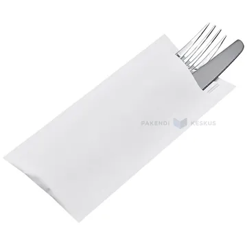 White cutlery pocket with 2-layered napkin 8,5+19cm, 100pcs/box