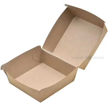 Kartongist pruun hamburgerikarp 110x110x77mm, pakis 50tk