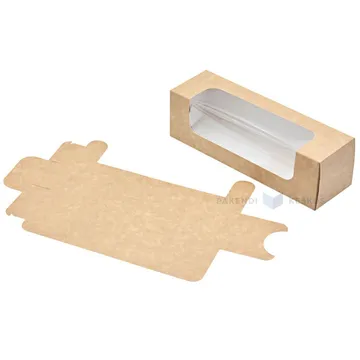 Brown/white carton box for macarons with lining 18x5,5x5,5cm, 25pcs/pack