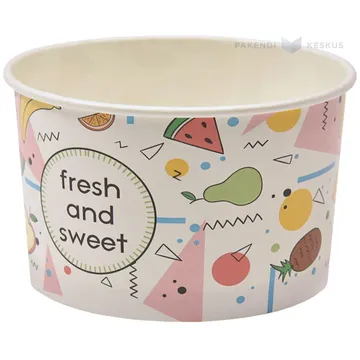 Carton food cup ''Fresh and Sweet'' diam. 93mm 245ml, 25pcs/pack