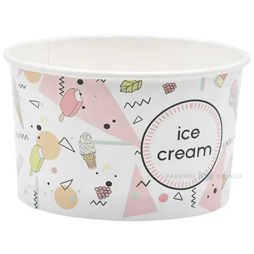 Kartongist toidukarp ''Ice Cream'' diam. 93mm 245ml, pakis 25tk