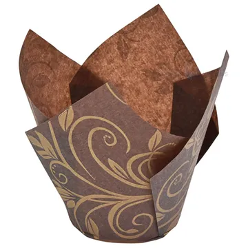 Brown pattern paper tulip-shaped cupcake mold diam. 50mm height 90mm, 200pcs/pack