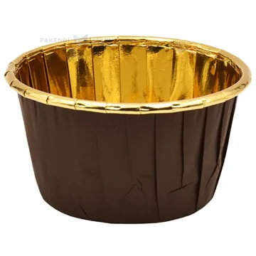 Brown with golden lining double layered cupcake mold diam. 50mm height 39mm, 100pcs/pack